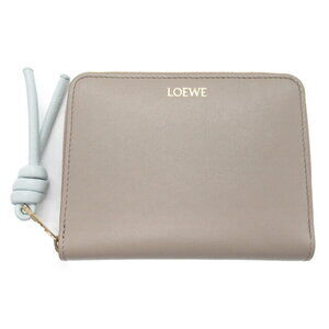 Loewe Compact Round Wallet Leather Beige Sky Blue